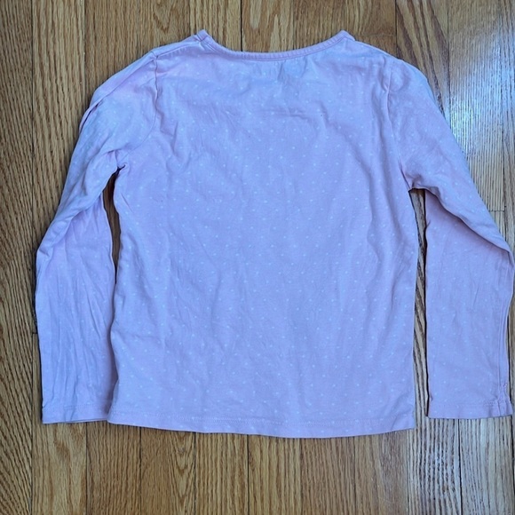 Mini Boden size 6-7 Squirrel Lightweight Pink Polka Dot Long Sleeve Cotton Top - Picture 5 of 5